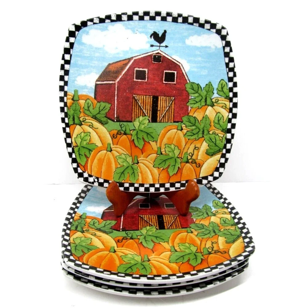 Pumpkin Patch Farm Set Of 4 Square 8